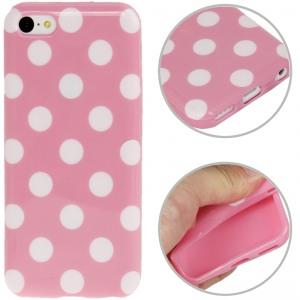 Купить чехол накладка Dot TPU Case для iPhone 5C (розовый с белым) в интернет магазине