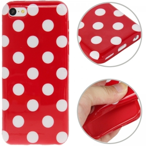 Купить чехол накладка Dot TPU Case для iPhone 5C (красный с белым) в интернет магазине