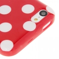 Чехол накладка Dot TPU Case для iPhone 5C (красный с белым)
