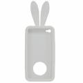 Силиконовый чехол для iPhone 4, 4S с ушами кролика и хвостом-подставкой (б.)
