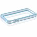 Гелевый чехол бампер для iPhone 4 / 4S с пластиковой прозрачной вставкой и кнопками (голубой)