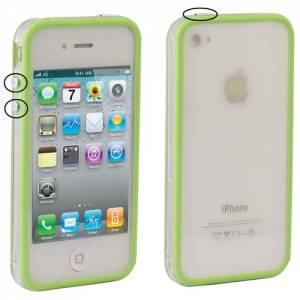 Купить гелевый чехол бампер для iPhone 4 / 4S с пластиковой прозрачной вставкой и кнопками (зеленый) в интернет магазине