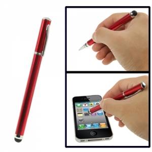 Стилус 2 в 1 с ручкой для iPhone/iPad и любых емкостных дисплеев (красный)