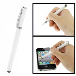 Стилус 2 в 1 с ручкой для iPhone/iPad и любых емкостных дисплеев (белый)