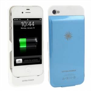 Купить внешний аккумулятор-чехол для iPhone 4, iPhone 4S - Extra power 2350 mAh (голубой) в интернет магазине