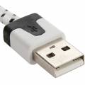 USB кабель 30 pin в тканевой оплетке для iPhone, iPod и iPad - плоский шнур 2 метра (белый)