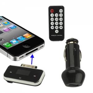 Купить FM трансмиттер с пультом для iPhone 4/4S, iPad, 3GS, iPod черный (разъем 30 pin)