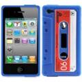 Силиконовый чехол кассета Tape для iPhone 4 / 4S (синий)