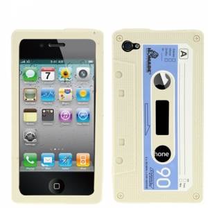 Силиконовый чехол в форме кассеты Tape для iPhone 4/4S (бежевый)