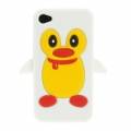 Силиконовый 3D чехол пингвин для iPhone 4 / 4S (белый)