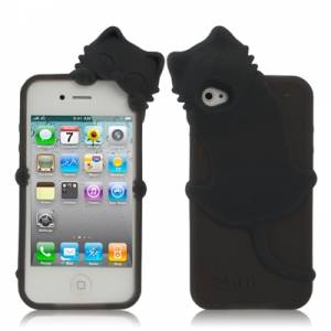 Силиконовый чехол KiKi для iPhone 4/4S с обнимающимся котенком (ч.)