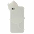 Силиконовый чехол KiKi для iPhone 4/4S с обнимающимся котенком (белый)
