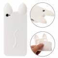 Силиконовый 3D чехол с ушками для iPhone 4 / 4S - KOKO (белый) 