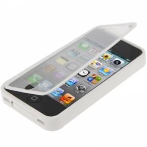 Купить гелевый чехол книжку для iPhone 4/4S с прозрачным флипом (White)