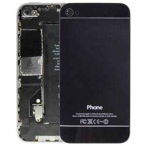 Купить заднюю панель с логотипом Apple (черная) на замену для iPhone 4 