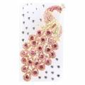 Чехол накладка со стразами для iPhone 4 / 4S с розовым павлином