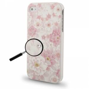 Купить чехол накладка iPsky со стразами для iPhone 4 / 4S розовые цветы в интернет магазине