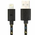 USB кабель 8 pin в нейлоновой оплетке для iPhone 6 / 6 Plus, 5/5S / iPod touch 5 / iPad mini / mini 2 Retina / iPad 4 / Air / Air 2 (1 метр - черный)
