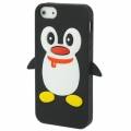 Силиконовый 3D чехол пингвин для iPhone 5 / 5S (черный)