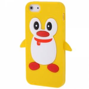 Силиконовый чехол Пингвин для iPhone 5 / 5S(желтый)