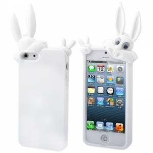 Купить силиконовый 3D чехол Bunny в форме кролика для iPhone 5 (белый) в интернет магазине