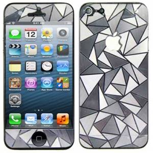 Купить 3D защитная прозрачная пленка наклейка для iPhone 5 / 5S на стекло и на заднюю панель комплект (Front+Back) с эффектом треугольников в интернет магазине