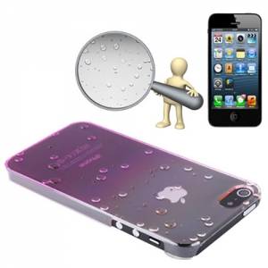 Купить чехол накладку с каплями Raindrops для iPhone 5/5S прозрачно-розовый