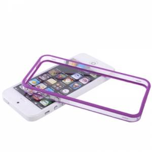 Купить гелевый чехол бампер для iPhone SE / 5 / 5S с пластиковой прозрачной вставкой и кнопками (сиреневый) в интернет магазине