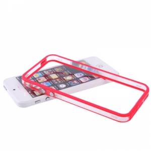 Купить гелевый чехол бампер для iPhone SE / 5 / 5S с пластиковой прозрачной вставкой и кнопками (красный) в интернет магазине