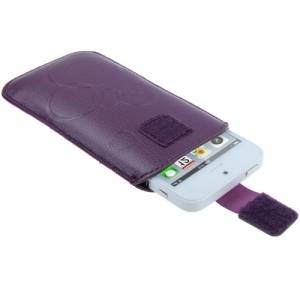 Купить чехол карман Litchi для iPhone 5/5S/SE, 4/4S, Samsung Galaxy S4 mini с креплением на ремень (фиолетовый) в интернет магазине