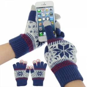 Купить модные перчатки для гаджетов с сенсорным экраном iPhone, iPad, Samsung, HTC и др. (синий) в интернет магазине 