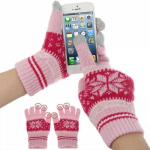 Купить модные перчатки для гаджетов с сенсорным экраном iPhone, iPad, Samsung, HTC и др. (розовый)