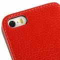 Чехол книжка Crazy Horse для iPhone 5/5S/SE с окошками на флипе (красный)