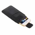 Кожаный чехол-карман с ремешком для iPhone 4S / 5S / SE, Galaxy S4 mini, S5 mini и др. с разъемом под карточки