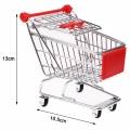 Мини тележка для покупок из супермаркета для настольного хранения или как подставка для телефона (красная)
