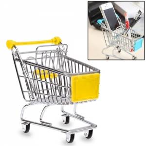 Купить мини тележка для покупок из супермаркета для настольного хранения или как подставка для телефона (желтая) в интернет магазине