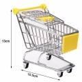 Мини тележка для покупок из супермаркета для настольного хранения или как подставка для телефона (желтая)