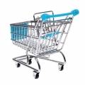Мини тележка для покупок из супермаркета для настольного хранения или как подставка для телефона (голубая)