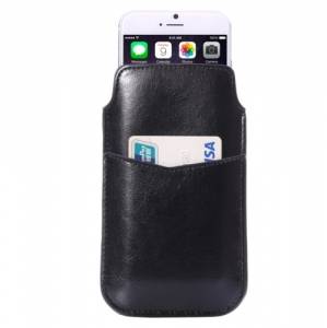 Купить кожаный чехол карман для iPhone 7, 6, 6S / Samsung Galaxy S3, S4 глянцевый с ремешком (черный)