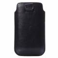 Кожаный чехол карман для iPhone 7, 6, 6S / Samsung Galaxy S3, S4 глянцевый с ремешком (черный)