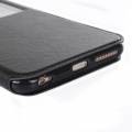 Кожаный чехол книжка для iPhone 6/6S с окошком на дисплее и подставкой (черный)