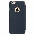 Кожаный чехол книжка для iPhone 6 / 6S Baseus Terse Leather Case с окошком и слайдером (Navy Blue)