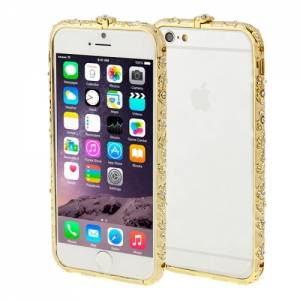 Купить золотой бампер со стразами для iPhone 6 / 6S в магазине