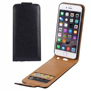 Купить кожаный чехол блокнот для iPhone 6/6S с вертикальным флипом с разъемом под карточки (Black)
