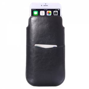 Купить Универсальный кожаный чехол карман для 7 Plus / 8 Plus / 8+ / 6 Plus / 6S+, Samsung Galaxy Note 5 / Note 4 / Note 3 / Note 3 глянцевый с ремешком (черный) в интернет магазине