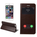 Кожаный чехол книжка для iPhone 6 Plus / 6S Plus с двумя окошками Caller ID (Brown)