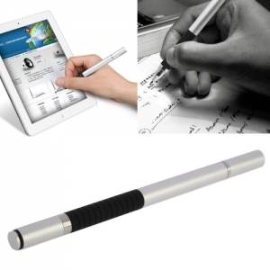 Купить cтильный стилус с ручкой 2 в 1 для любых емкостных дисплеев iPhone / iPad / Samsung / HTC и др. (Silver)