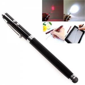 Купить стилус 4 в 1 для iPhone/iPad/Samsung лазер ручка фонарик черный