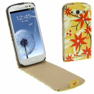 Купить Кожаный чехол Luxury Flip Case для Samsung Galaxy S3 / i9300 с флипом "Цветы" (Black) в интернет магазине