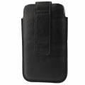 Универсальный кожаный чехол карман для Samsung Galaxy S3 / S4 / S5 / S6 / S7,  Note 2 / N7100 / i9220 с кармашком для наушников (черный)